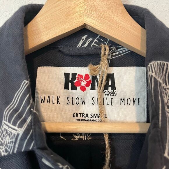 Kona Charcoal Gray Lobstah Season Flannel Button Down Shirt Men's Size XS NWT - Picture 4 of 7